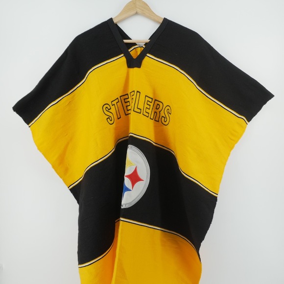 Unbranded Other - Pittsburgh Steelers Poncho Black Yellow Woven Fringe Acrylic Cotton One Size